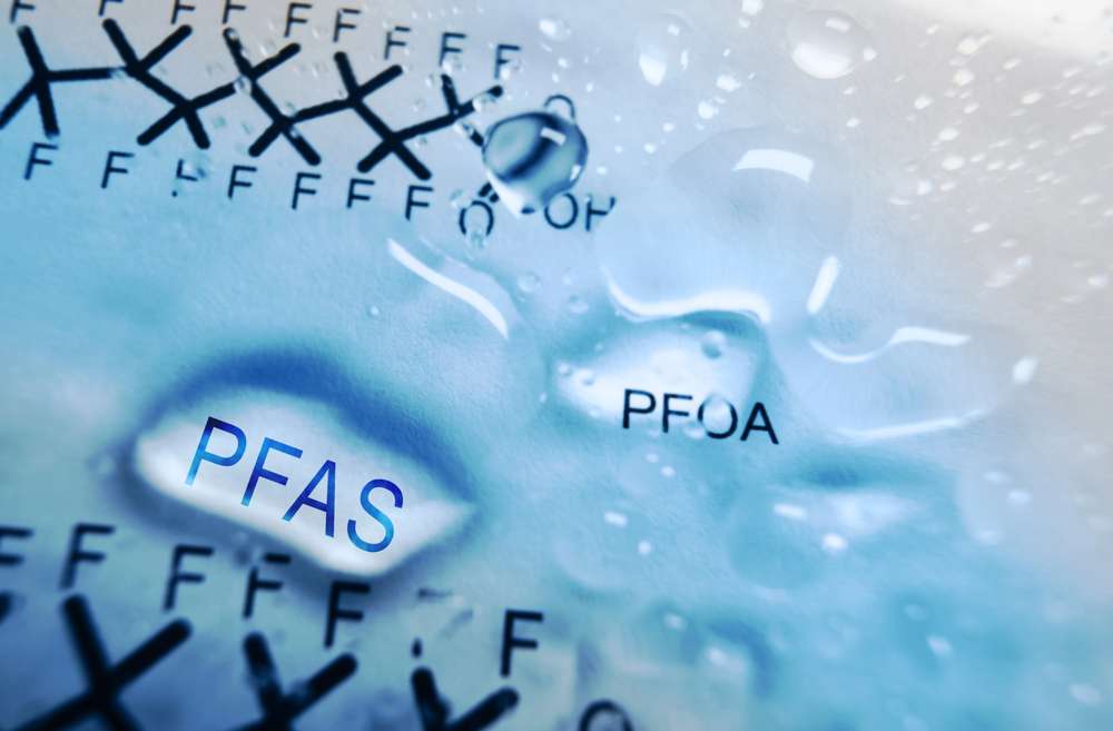 PFAS and PFOA chemical compounds shown in water, illustrating forever chemicals tested in Durham County drinking water